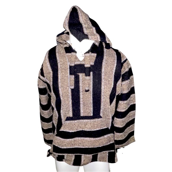 Earth Ragz Hand woven Beach Poncho : BAJA Hoodie : Adult Unisex XL - Picture 1 of 3